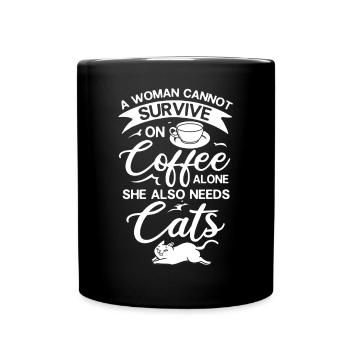 Kaffee Katze Maschine Kätzchen Tasse Bohnen - Tasse einfarbig - Schwarz - Vorne