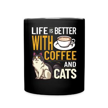 Kaffee Katze Maschine Kätzchen Tasse Bohnen - Tasse einfarbig - Schwarz - Vorne