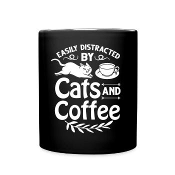 Kaffee Katze Maschine Kätzchen Tasse Bohnen - Tasse einfarbig - Schwarz - Vorne