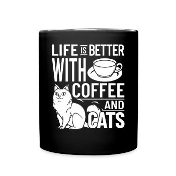 Kaffee Katze Maschine Kätzchen Tasse Bohnen - Tasse einfarbig - Schwarz - Vorne