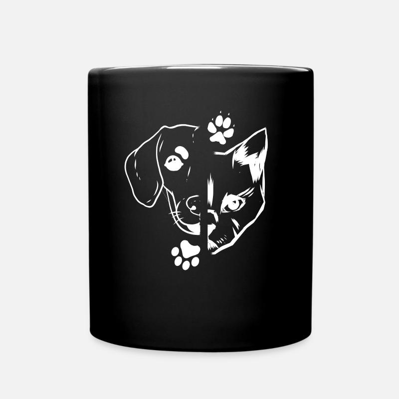 Katzenpfote Katzenliebhaber - Hund & Katze - Tasse einfarbig - Schwarz