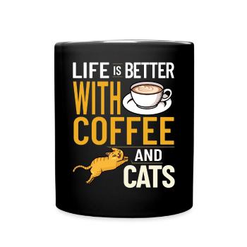Kaffee Katze Maschine Kätzchen Tasse Bohnen - Tasse einfarbig - Schwarz - Vorne
