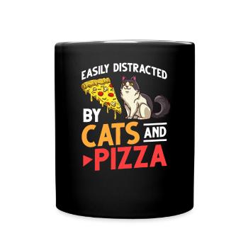 Pizza Cat Food Pizzeria Italian Kitten - Full Colour Mug - black - Front