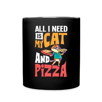 Pizza Cat Food Pizzeria Italian Kitten - Full Colour Mug - black - Front