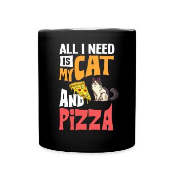 Pizza Cat Food Pizzeria Italian Kitten - Full Colour Mug - black - Front