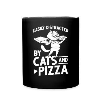 Pizza Cat Food Pizzeria Italian Kitten - Full Colour Mug - black - Front