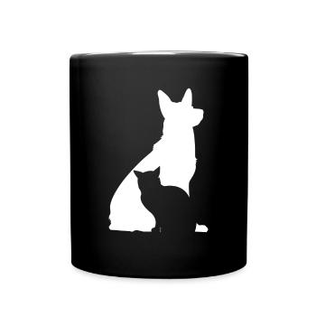 Chiens et chats Amoureux des chiens Amoureux des chats - Mug uni - noir - Devant