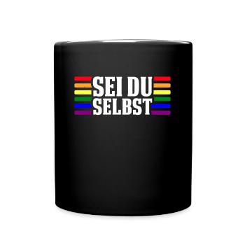 Lesbisch Schwul Regenbogen LGBTQ Gay Pride CSD - Tasse einfarbig - Schwarz - Vorne