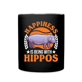 Hippo Lucky Hippo Hippo - Full Colour Mug - black - Front