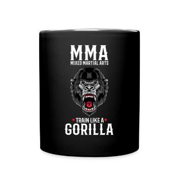 MMA Gorilla Mixed Martial Arts - Käfig frei - Tasse einfarbig - Schwarz - Vorne