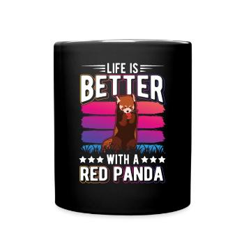 La vie est meilleure avec un panda roux roter panda - Mug uni - noir - Devant