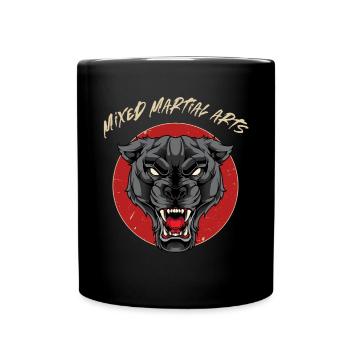 Panther MMA - Käfigkämpfer Freies Kämpfen - Tasse einfarbig - Schwarz - Vorne