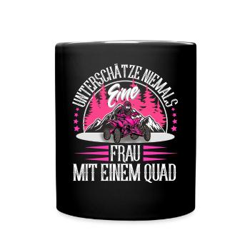 Quad ATV Offroad Quadfahrer - Tasse einfarbig - Schwarz - Vorne