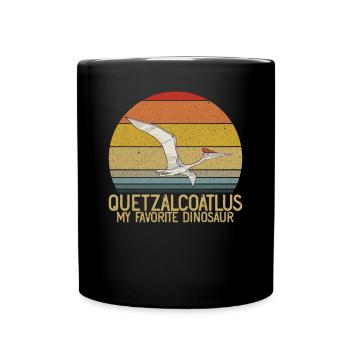 Quetzalcoatlus mein Lieblingsdinosaurier Retro - Tasse einfarbig - Schwarz - Vorne