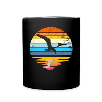 Quetzalcoatlus Retro Sunset Dinosaurier - Tasse einfarbig - Schwarz - Vorne