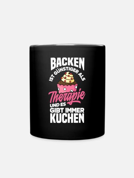 Backen Ist Günstiger Als Therapie Lustiges Backen - Tasse einfarbig - Schwarz