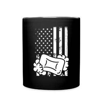 Production de savon sur un drapeau américain - Mug uni - noir - Devant