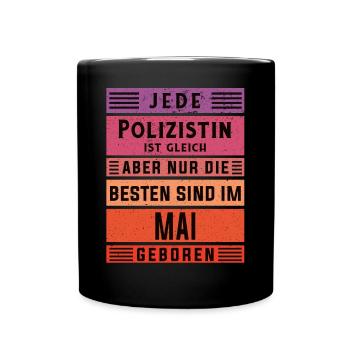 Kommissarin Geburtstag Mai geboren Polizistin - Tasse einfarbig - Schwarz - Vorne