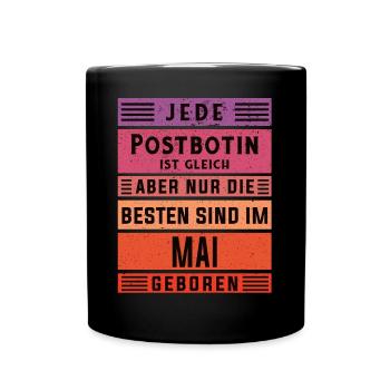 Briefbote Geburtstag Mai geboren Postbotin - Tasse einfarbig - Schwarz - Vorne