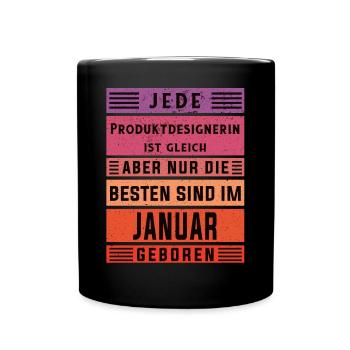Technischer Geburtstag Januar geboren - Tasse einfarbig - Schwarz - Vorne