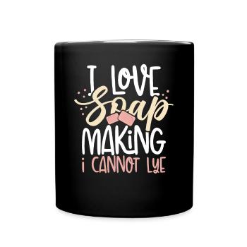 Ich Liebe Seifenherstellung, Ich Kann - Tasse einfarbig - Schwarz - Vorne