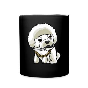 Bichon Frisé Dog Curly Bichon With Knife - Full Colour Mug - black - Front
