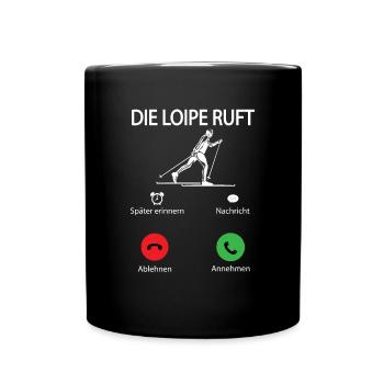 Langläufer Biathlon Skilangläufer - Tasse einfarbig - Schwarz - Vorne
