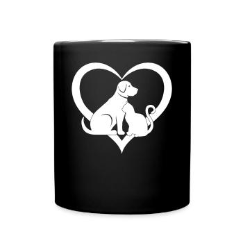 Amoureux des chats et des chiens Amour des chats mignons - Mug uni - noir - Devant