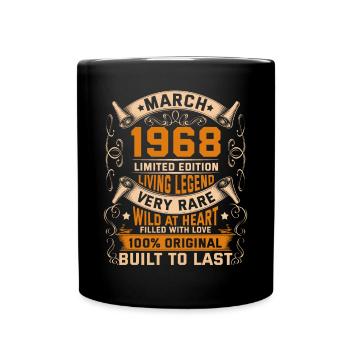 Birthday Legends 100% Original March 1968 - Full Colour Mug - black - Front