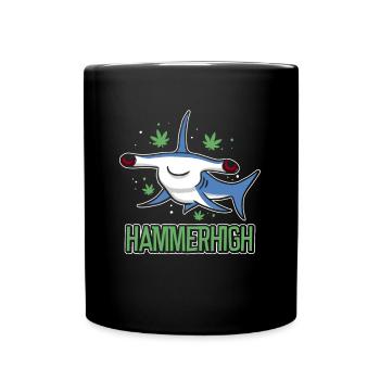 Weed Joint Stoner Hammerhigh Cannabis HIGH - Full Colour Mug - black - Front