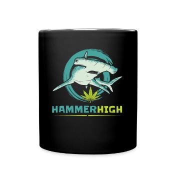 Joint Stoner Cannabis HIGH Hammerhigh - Full Colour Mug - black - Front