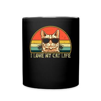 Drôle de propriétaire de chat - J’aime ma vie de chat - Mug uni - noir - Devant