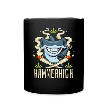 Joint Stoner Hammerhigh Cannabis HIGH Weed - Full Colour Mug - black - Front