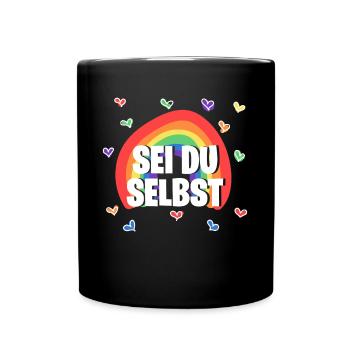 Regenbogen - LGBTQ Gay Pride CSD Sei Du Selbst - Tasse einfarbig - Schwarz - Vorne