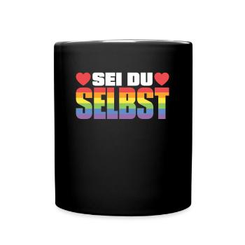 Lesbisch Schwul LGBTQ Gay Bisexuell Regenbogen - Tasse einfarbig - Schwarz - Vorne