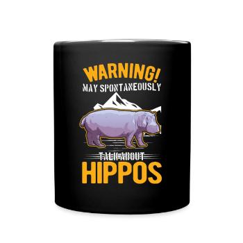 Warning Hippo Hippo Hippo Hippo - Full Colour Mug - black - Front