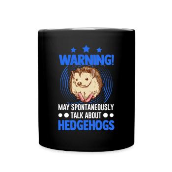 Warnung Igel Stacheligel - Tasse einfarbig - Schwarz - Vorne