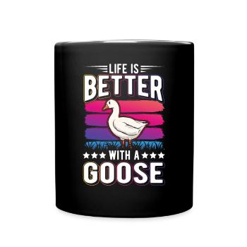 Life is better with a Goose Goose Breeder Goose - Full Colour Mug - black - Front
