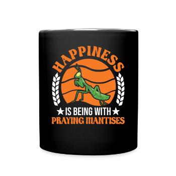 Gottesanbeterin Mantis Fangschrecke - Tasse einfarbig - Schwarz - Vorne