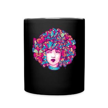 Afro Girl Butterfly Black Story Melani - Full Colour Mug - black - Front