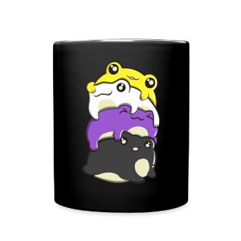 Gay Pride Kawaii Frog Bunch Rainbow - Full Colour Mug - black - Front