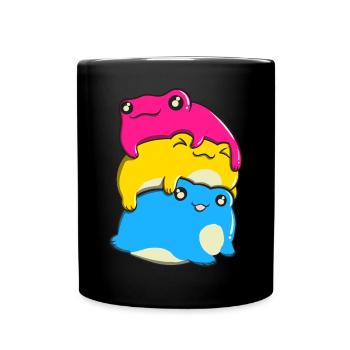 Pansexual Pride Kawaii Frog Bunch Pansexual - Full Colour Mug - black - Front