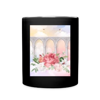 Angelcore Ästhetische Rosen Heaven Angels - Tasse einfarbig - Schwarz - Vorne