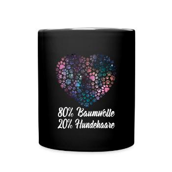 Cotton Dog Hair Paws Heart - Dog Sayings - Full Colour Mug - black - Front