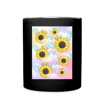 Angelcore Aesthetic Sunflower Angel - Full Colour Mug - black - Front
