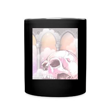 Angelcore Ästhetik Gothic Totenkopf Goth - Tasse einfarbig - Schwarz - Vorne