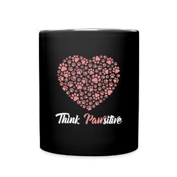 Think Positive ( Pawsitiv ) Dog Heart - Dictons pour chiens - Mug uni - noir - Devant