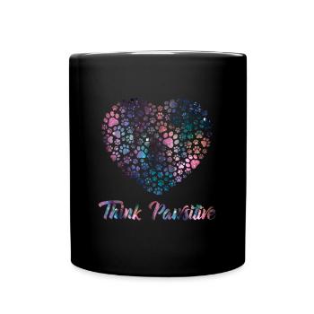 Think Positive ( Pawsitiv ) Dog Heart - Dogs Sayings - Full Colour Mug - black - Front