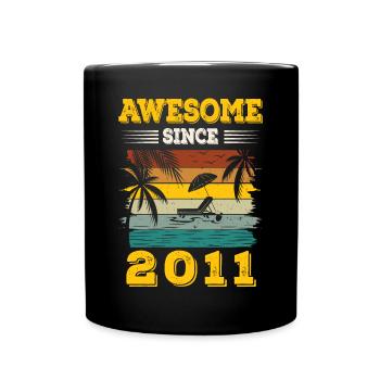 Awesome seit 2011 Vintage Geburtstagsgeschenk - Tasse einfarbig - Schwarz - Vorne