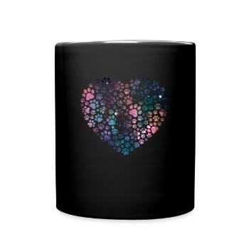 Cœur de chien avec pattes dans la galaxie Dictons de chien - Mug uni - noir - Devant